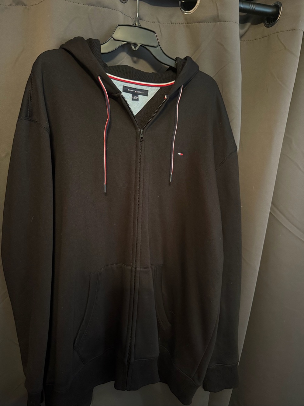 Tommy Hilfiger Black Hoodie Jacket with Signature Trim